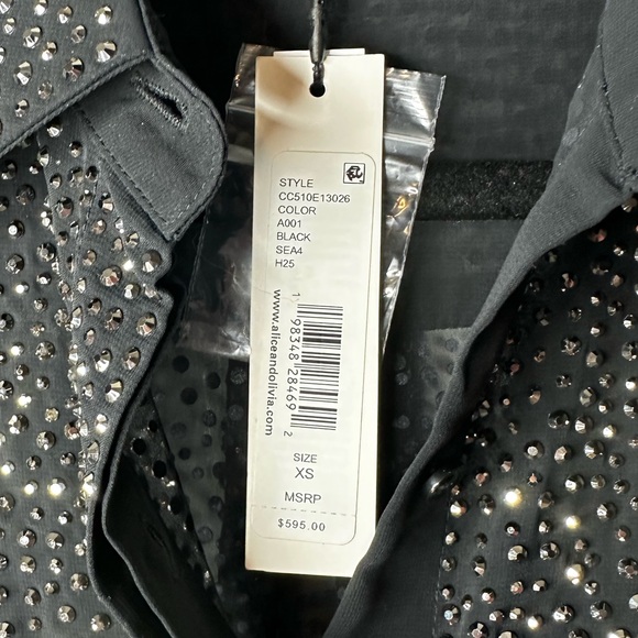 Alice + Olivia Crystal Embellished Oversized Button Down Size XS NWT - Picture 8 of 16